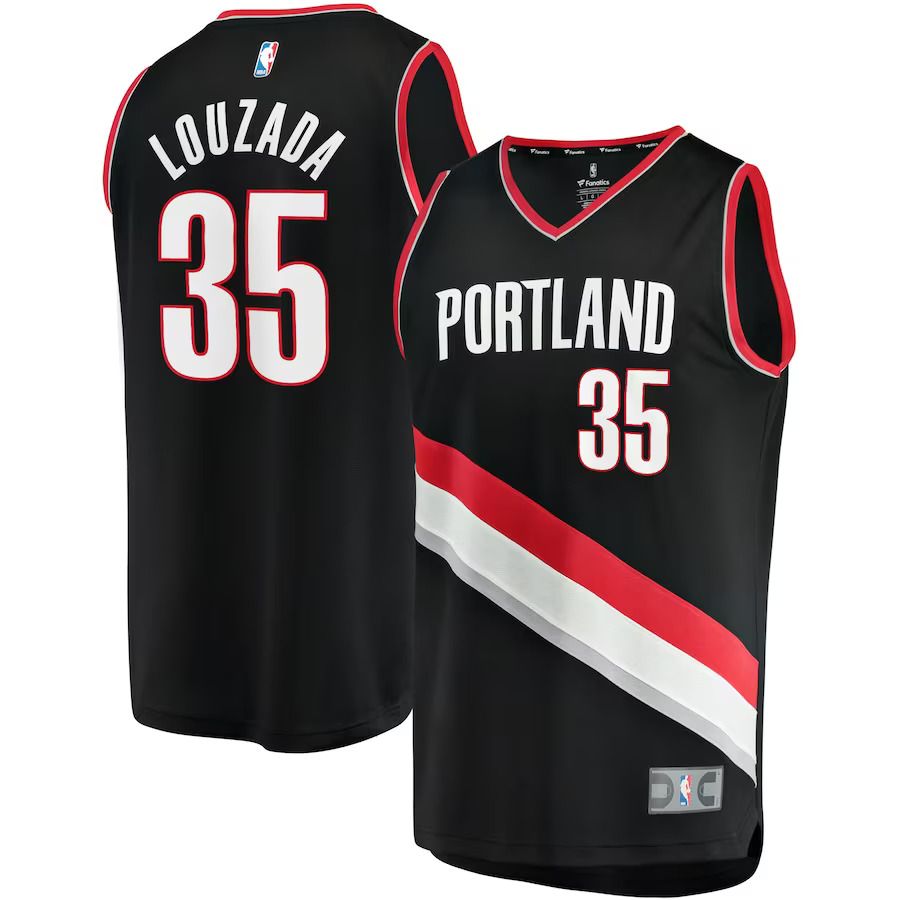 Men Portland Trail Blazers 35 Didi Louzada Fanatics Branded Black Icon Edition Fast Break Replica NBA Jersey